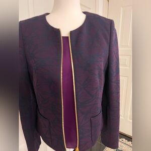 Escada Elegant Purple Blazer with Gold Trim blazer sz 38 top sz 36